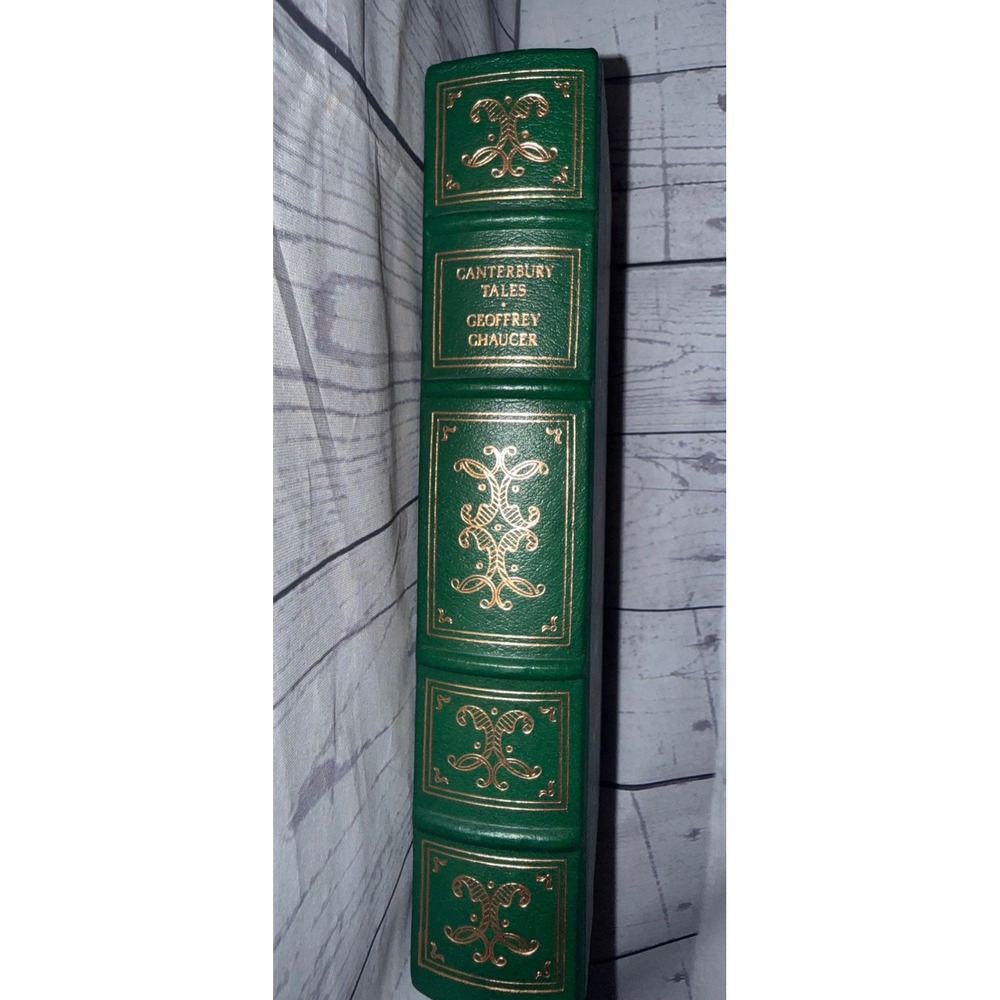 Canterbury Tales Geoffrey Chaucer Franklin Library 1981 Green Gold Gilt Edges